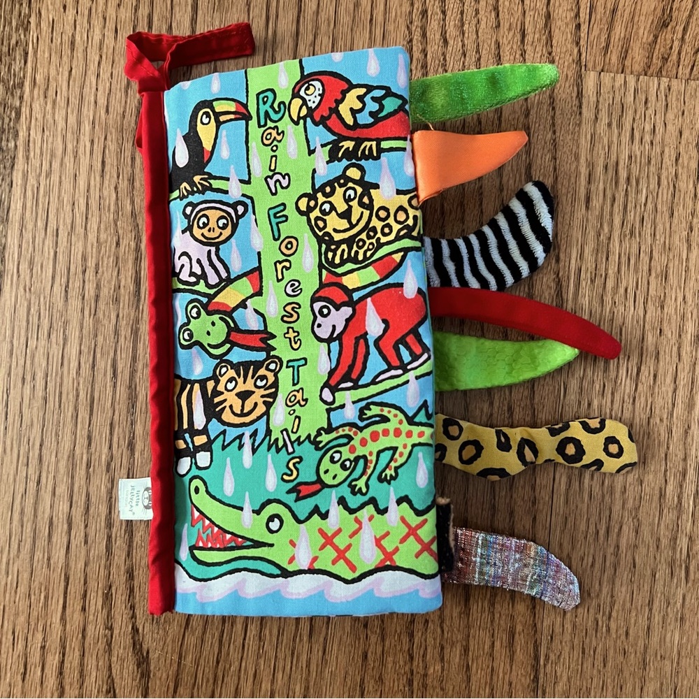 🆕 EUC Jellycat Rainforest Tails soft cloth sensory crinkle book